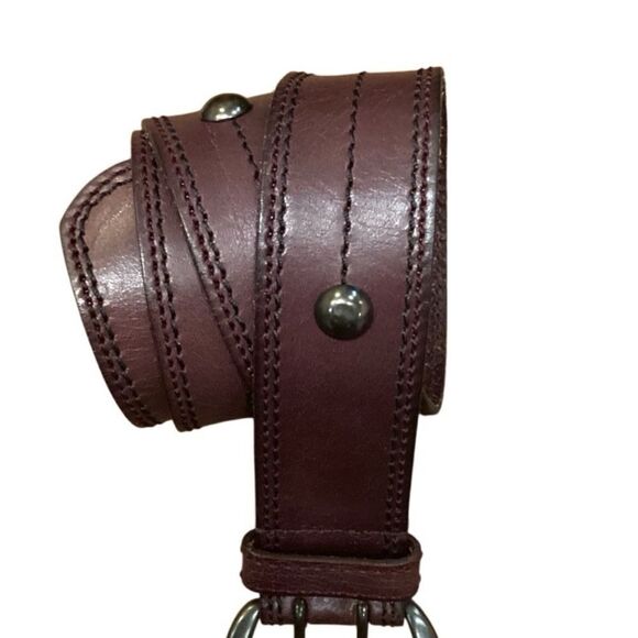 Linea Pelle Leather Studded Belt Size Small - Picture 3 of 13